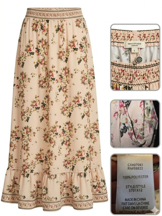 Max Studio Dresses & Skirts - Max Studio Floral Cream Maxi Skirt